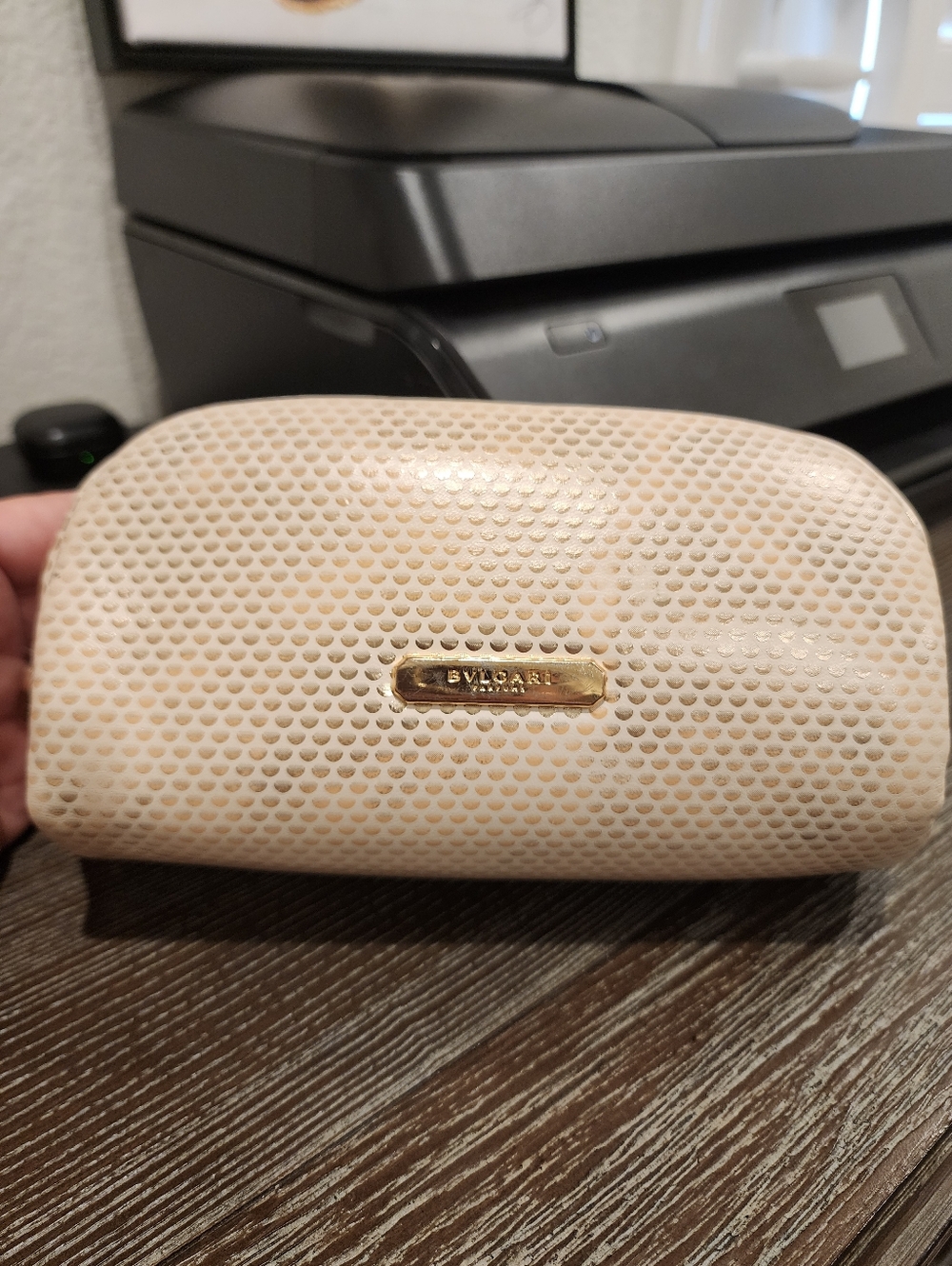 Bvlgari Parfums Cream Textured Cosmetic Bag